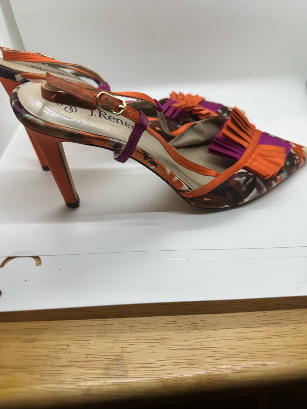 J.Renee Orange and Purple Pointed Slingback Heels - Picture 2 of 4